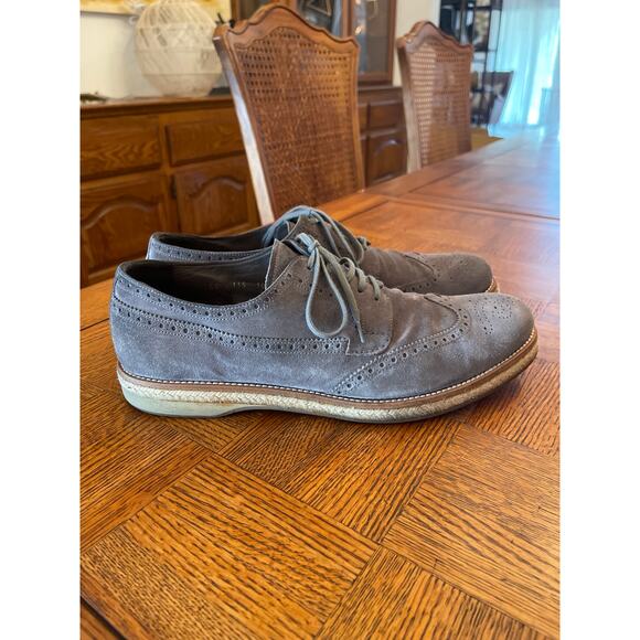 Prada suede Brogues Oxford lace up shoes gray size 10.5 - Picture 5 of 10